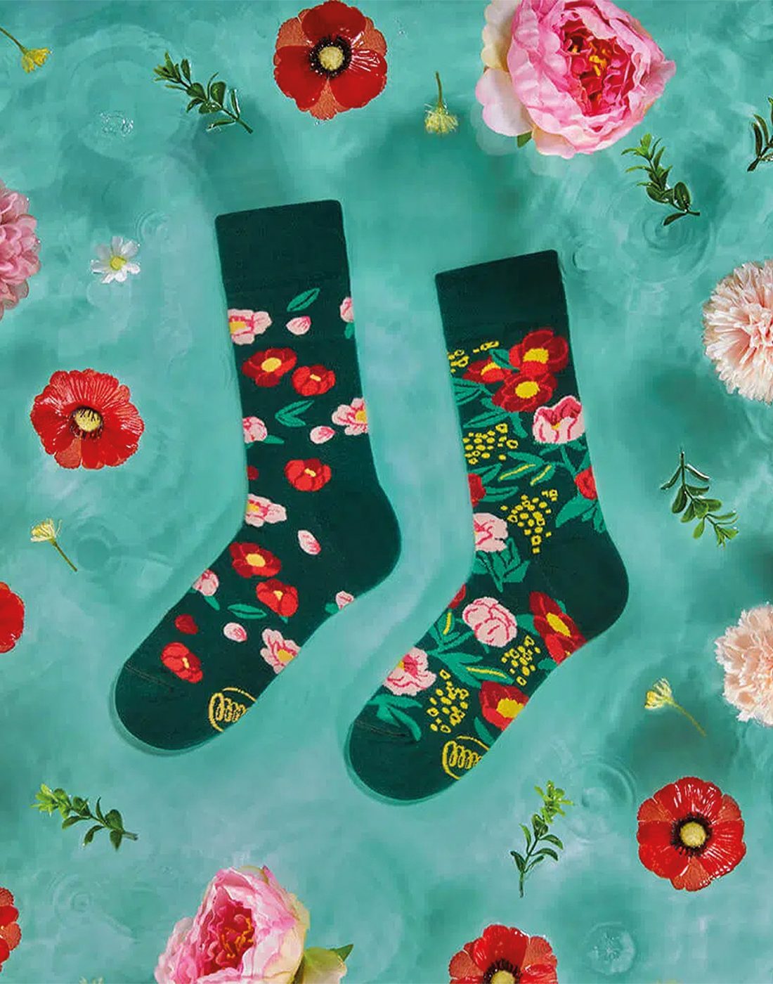 calcetines flores verdes