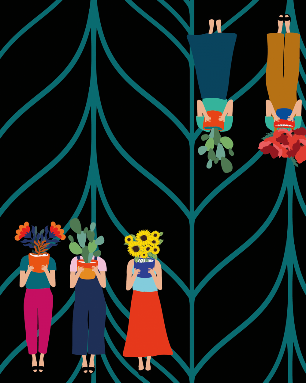 Tejido de Punto - Print Mujeres y Espigas