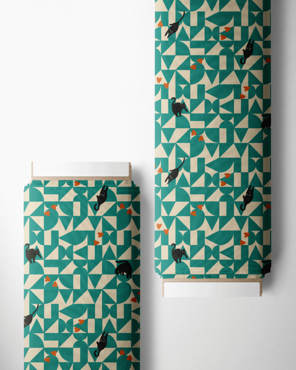 Tejido Voile Viscosa - Print Geometric Cats